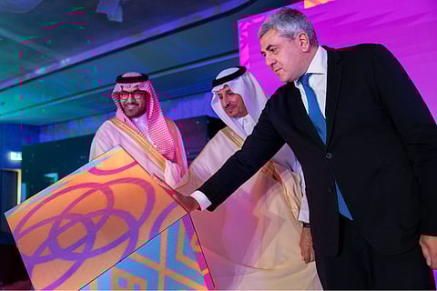 Fahd Hamidaddin (left), Ahmed Al Khateeb (middle) and Zurab Pololikashvili (right) at the launch of the Saudi Summer Program 2024